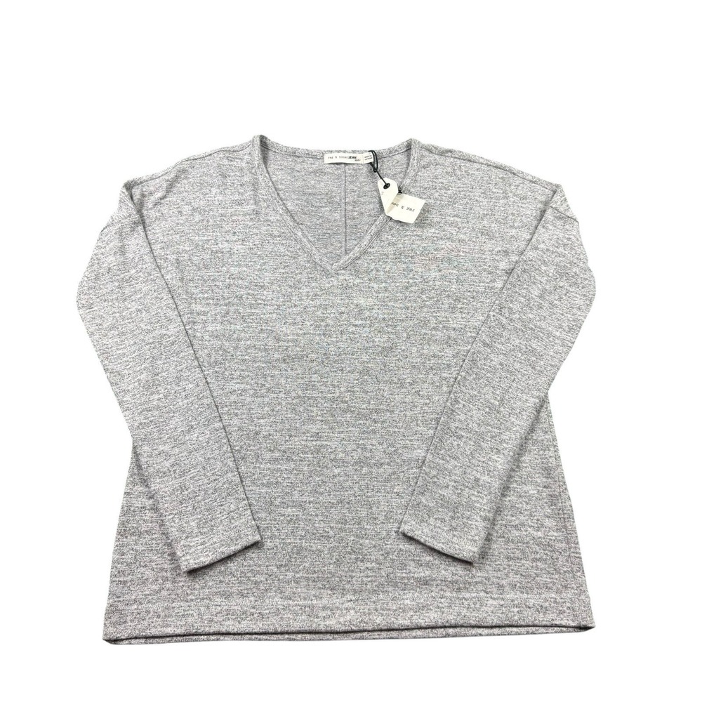 Rag & Bone Theo V Neck Top Gray Heathered Rayon Stretch W255C946A XS NWT